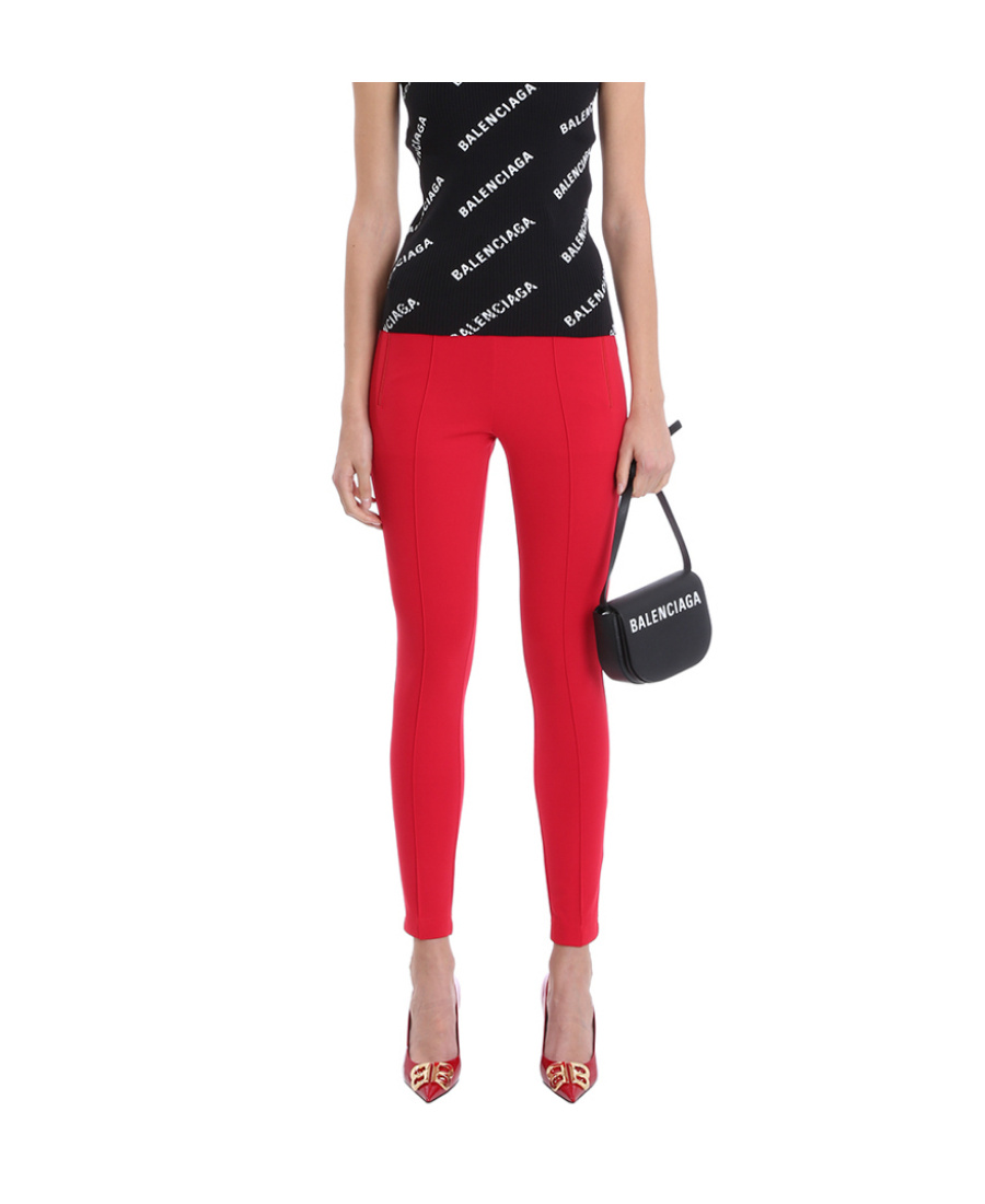 Balenciaga Logo Leggings In Red