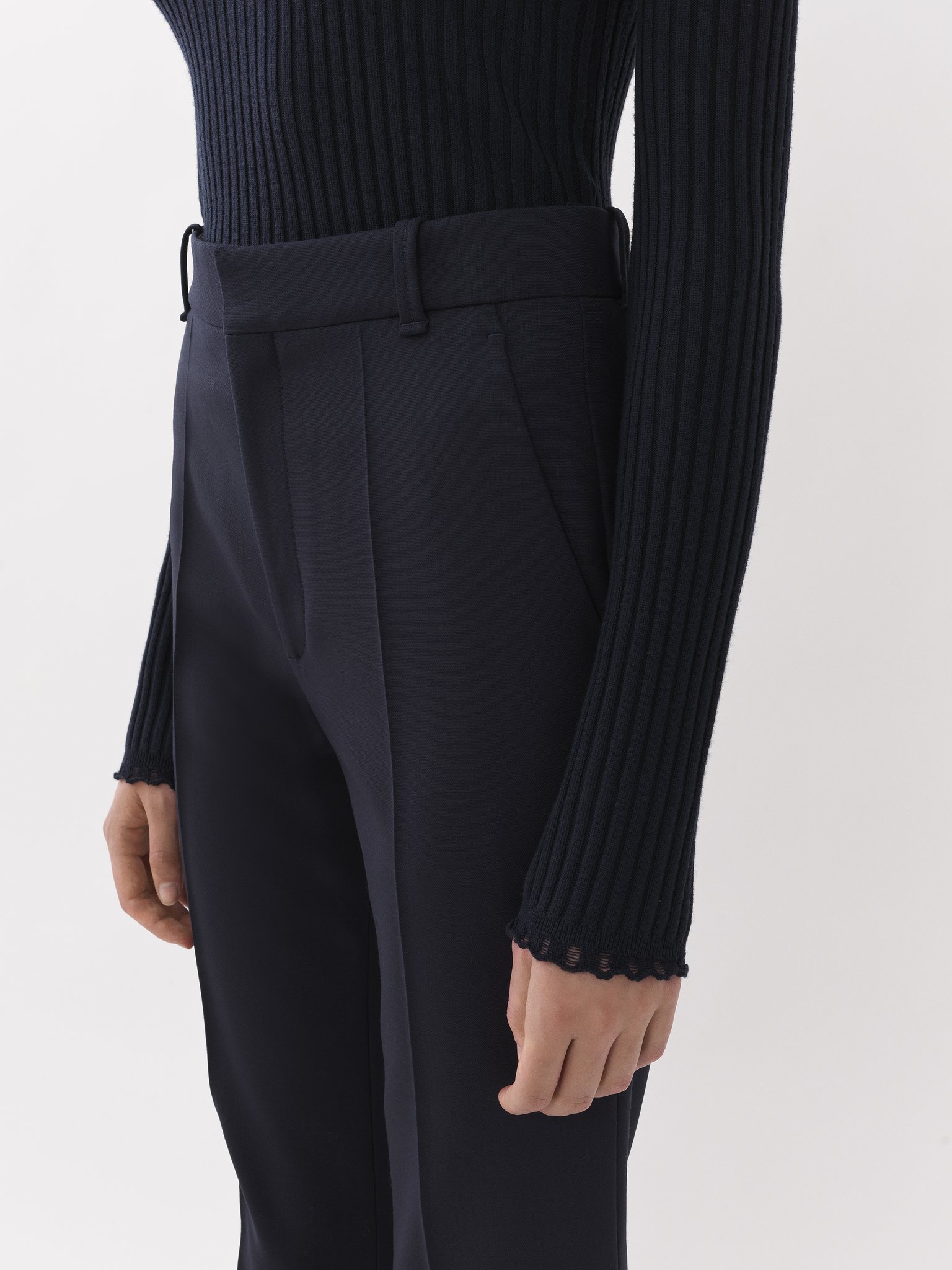 Chloé Micro Wool Trousers In Black