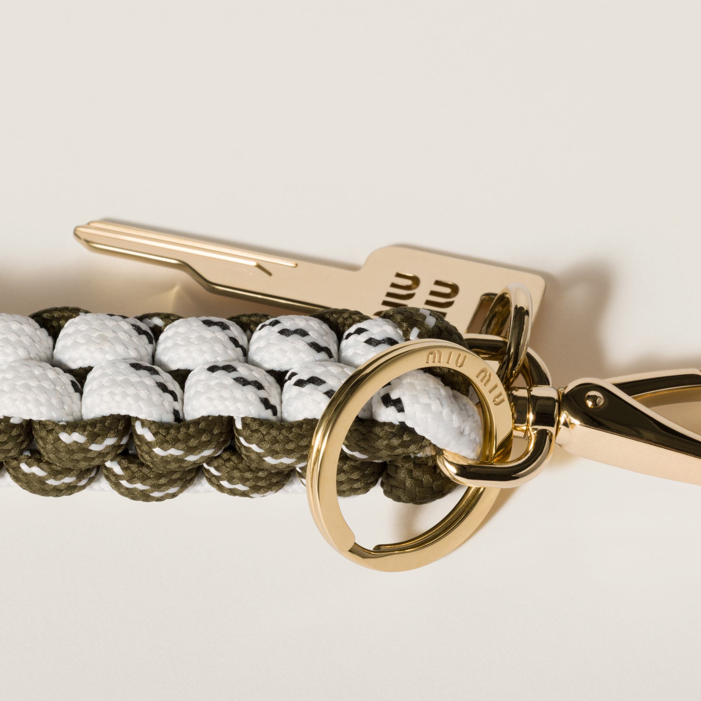 Miu Miu Braided Keychain Holder In Multicolor