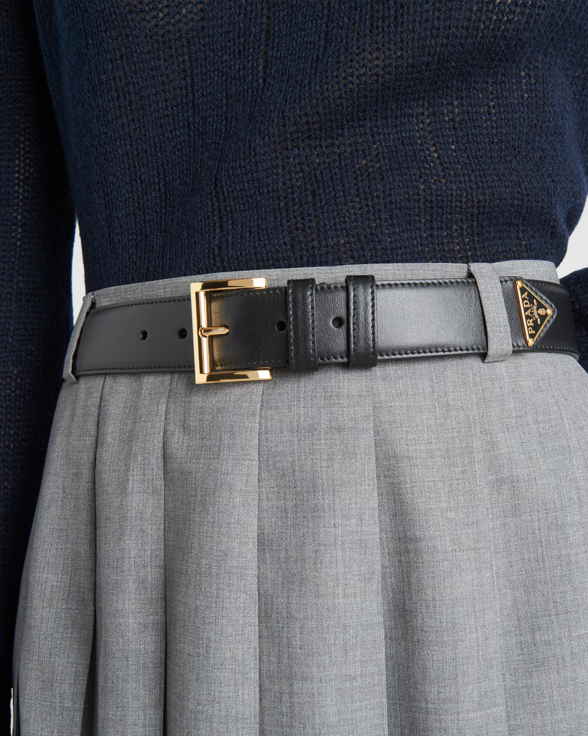 Prada City Calf Leather Belt In Black