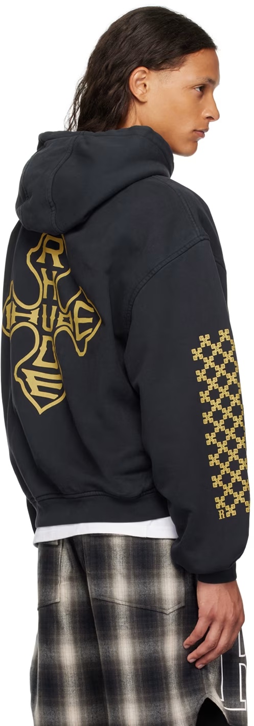 Shop Rhude Printed Hooded Hoodie In Green