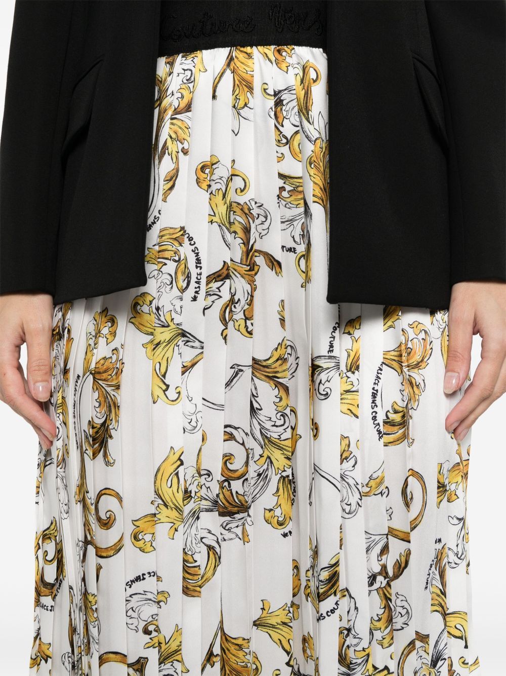 Shop Versace Jeans Barocco-print Midi Skirt In White