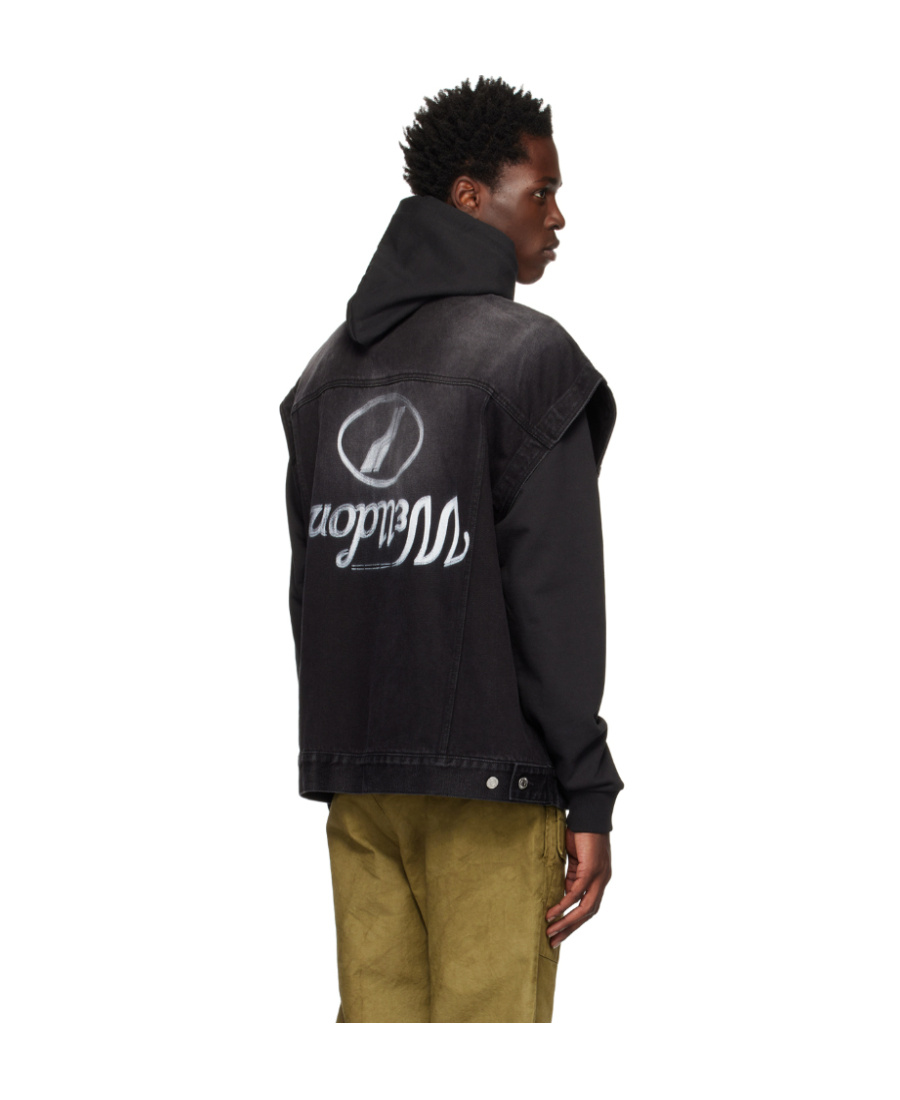 We11 Done Logo Denim Vest In Black