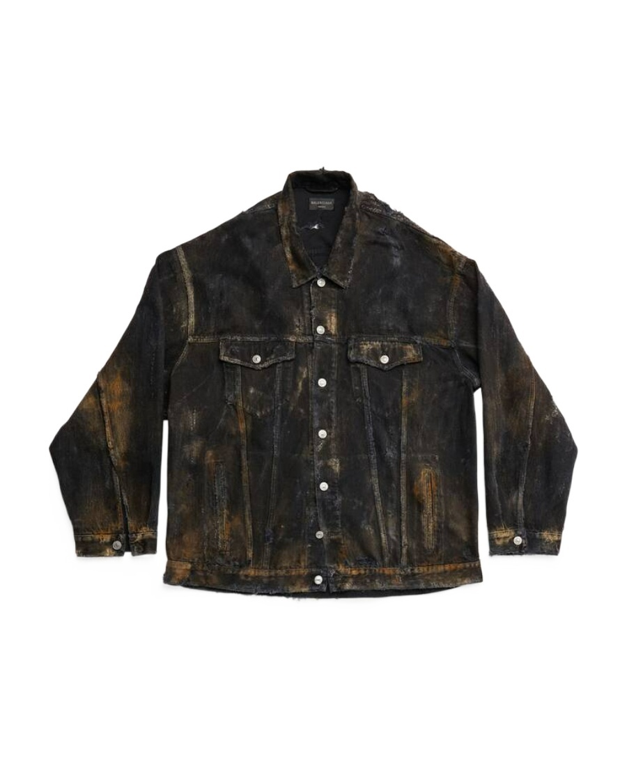 Balenciaga Distressed-effect Denim Jacket In Black