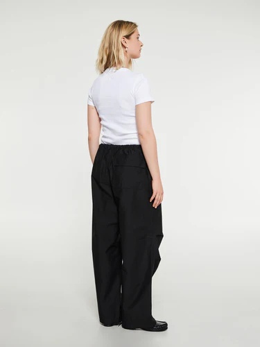 Acne Studios Embroidered-logo Wide-leg Trousers In Black