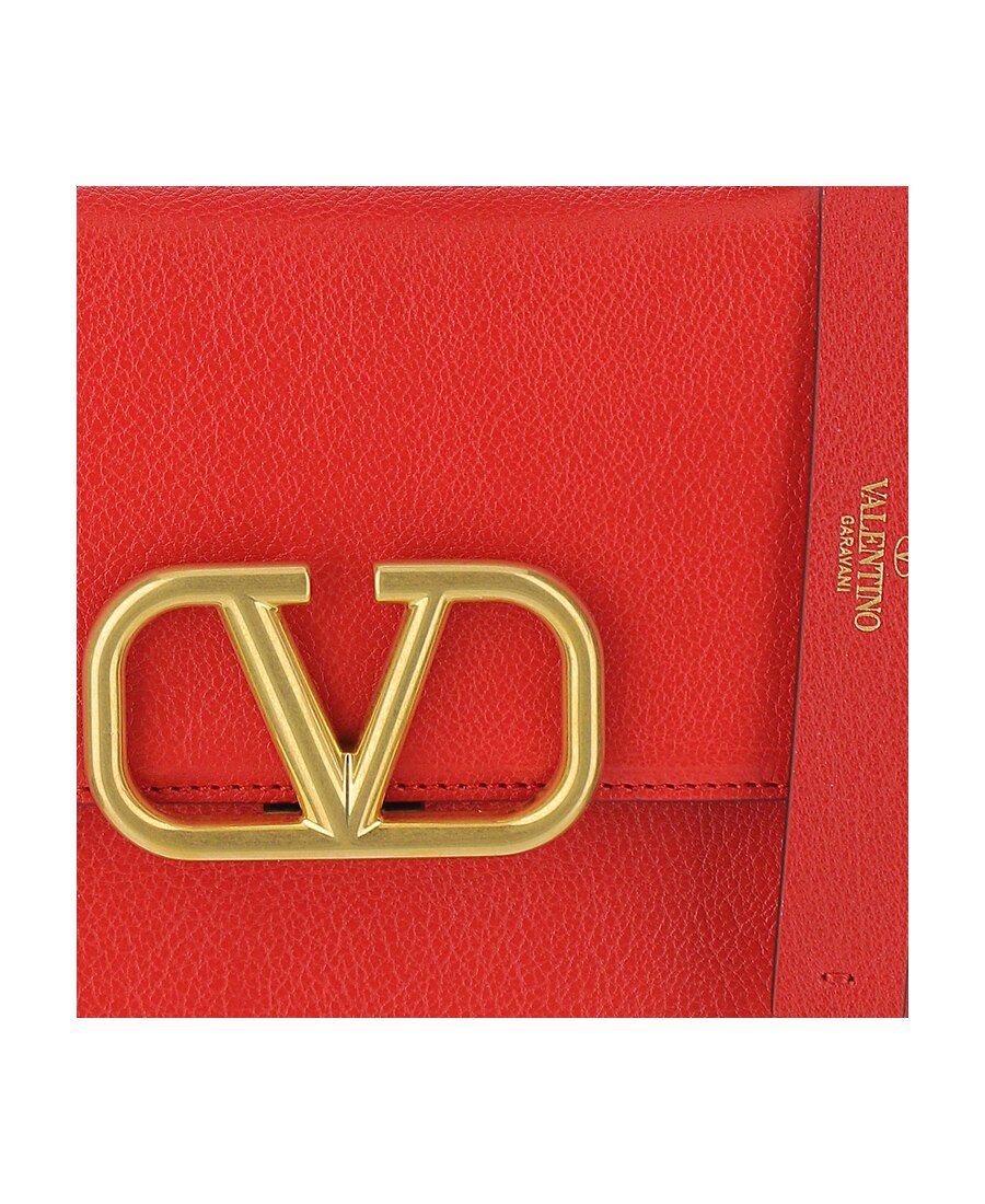 Valentino Cognac Leather Shoulder Bag In Red