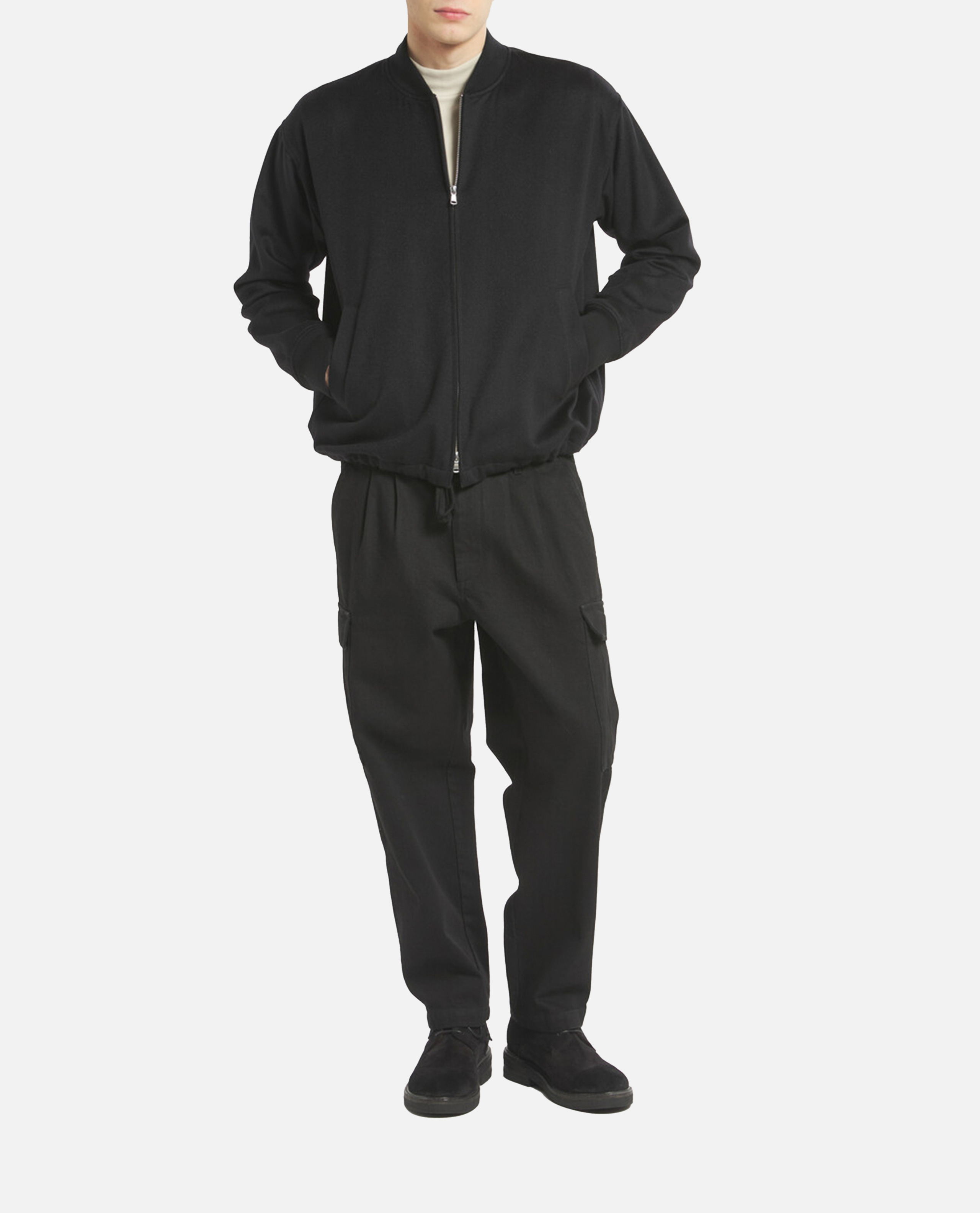 Barena Venezia Wool Zip-front Bomber Jacket In Black