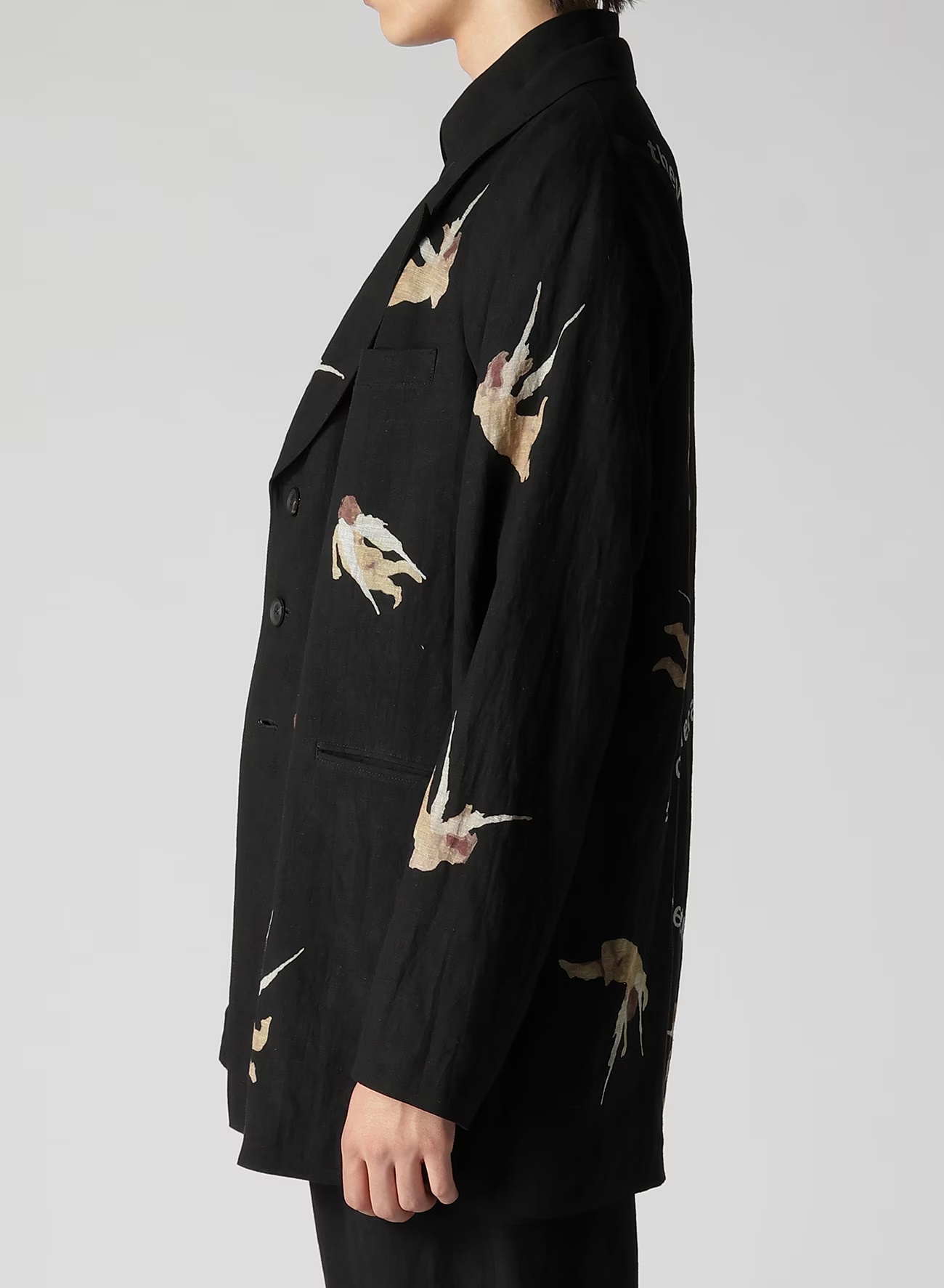 Yohji Yamamoto Angel Pattern Casual Jacket In Black