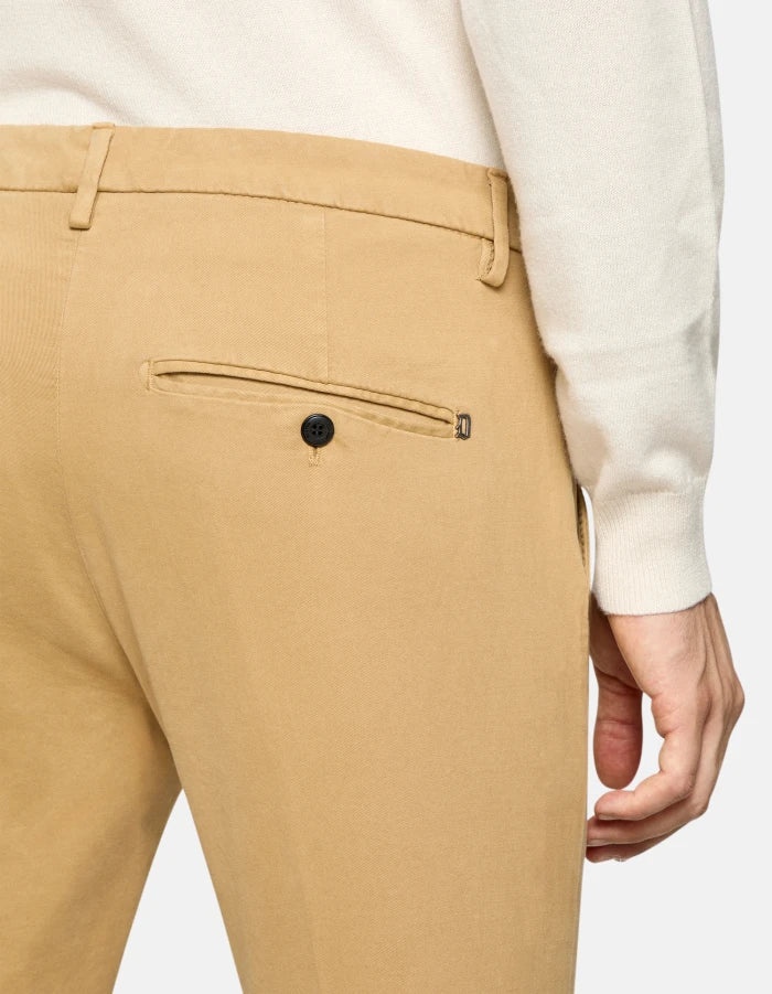 Dondup Cotton Chino Trousers With Roll-up Cuffs In Brown
