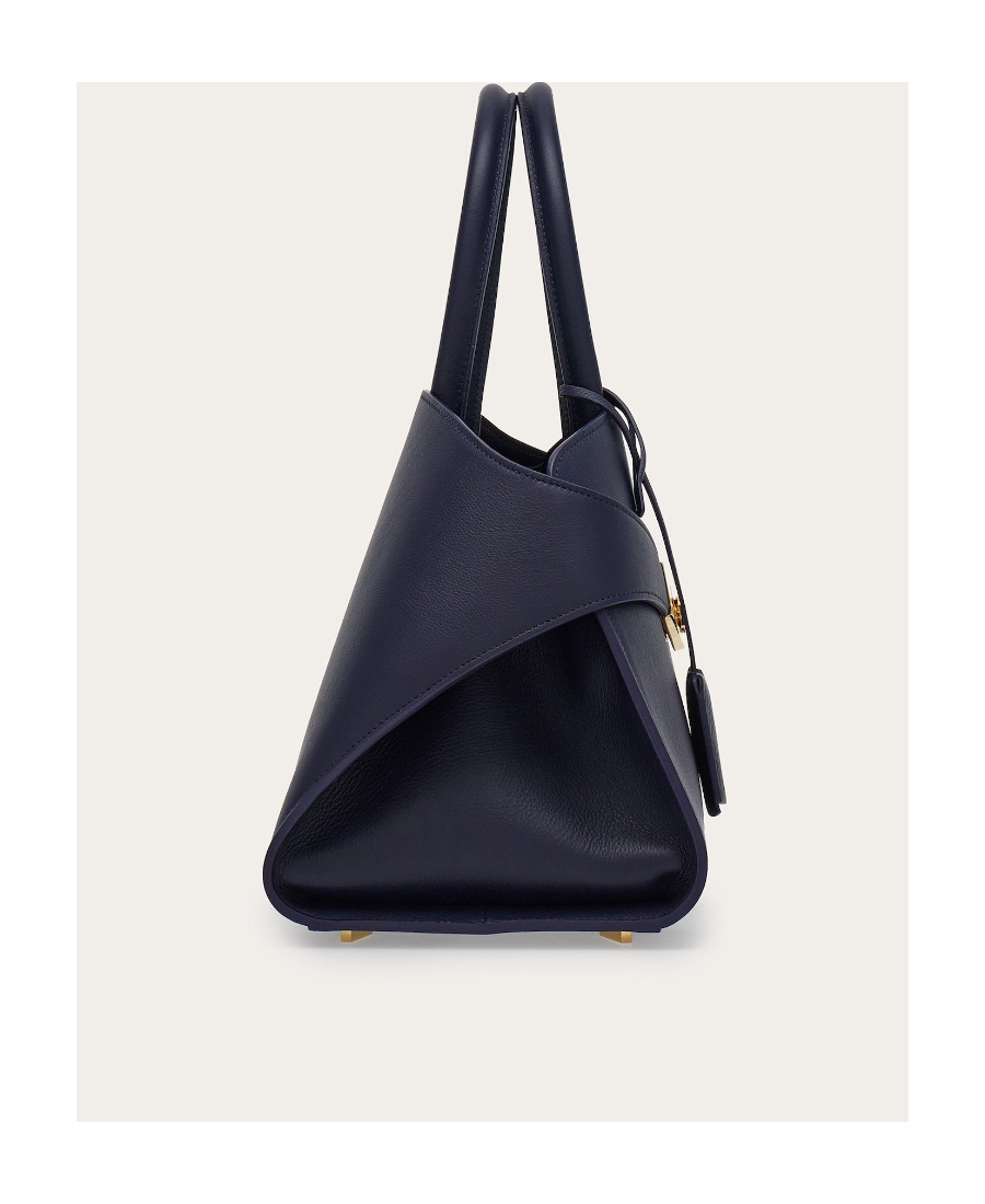 Ferragamo Medium Hug Leather Top Handle Bag In Blue