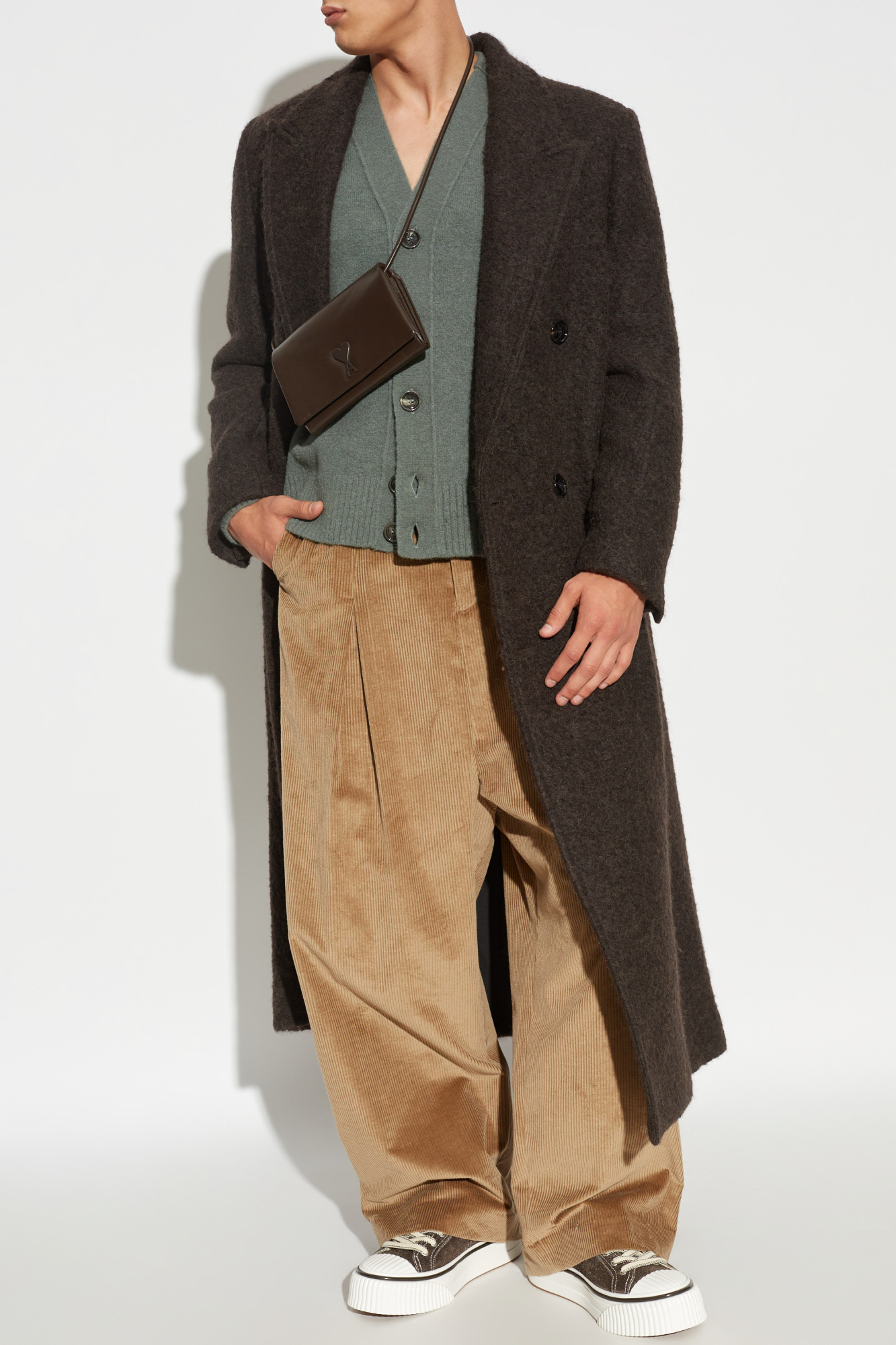 Ami Alexandre Mattiussi Ami Paris Double Breasted Long Sleeved Coat In Black