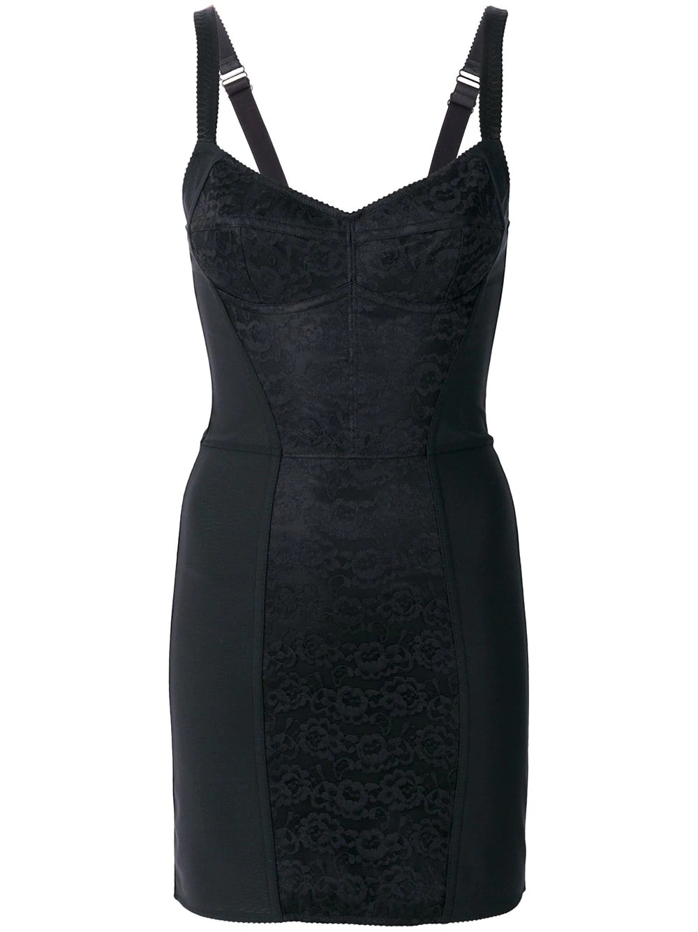 Dolce & Gabbana Structured Lace-detail Fitted Mini Dress In Black