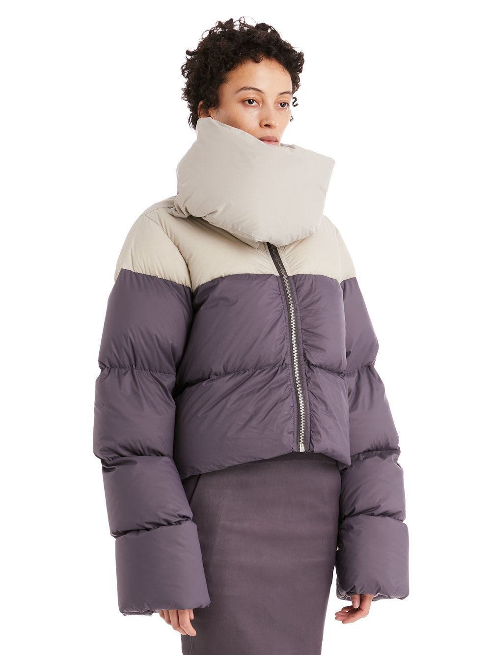 Rick Owens Two-tone Puffer Jacket In Gray