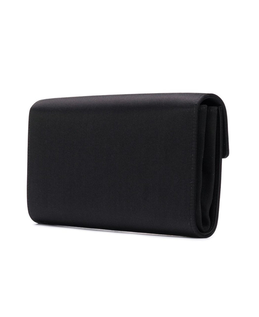 Roger Vivier Flower Strass Buckled Clutch In Black