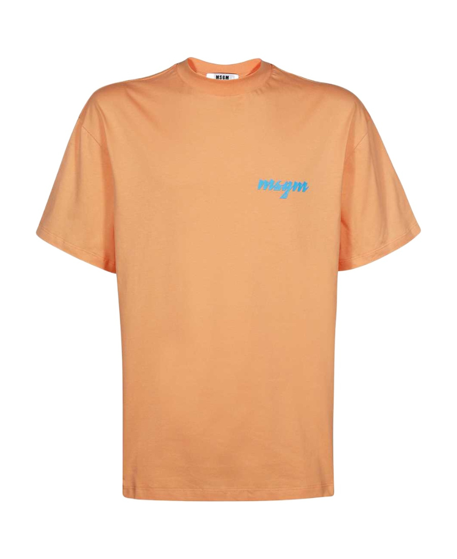 Msgm Logo Printed Crewneck T-shirt In Pink