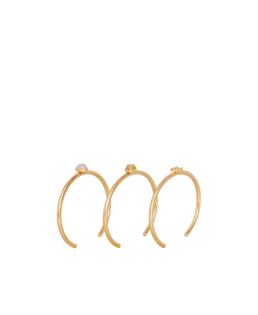 Celine Triomphe Indie Bracelet Three-piece Set In Yellow