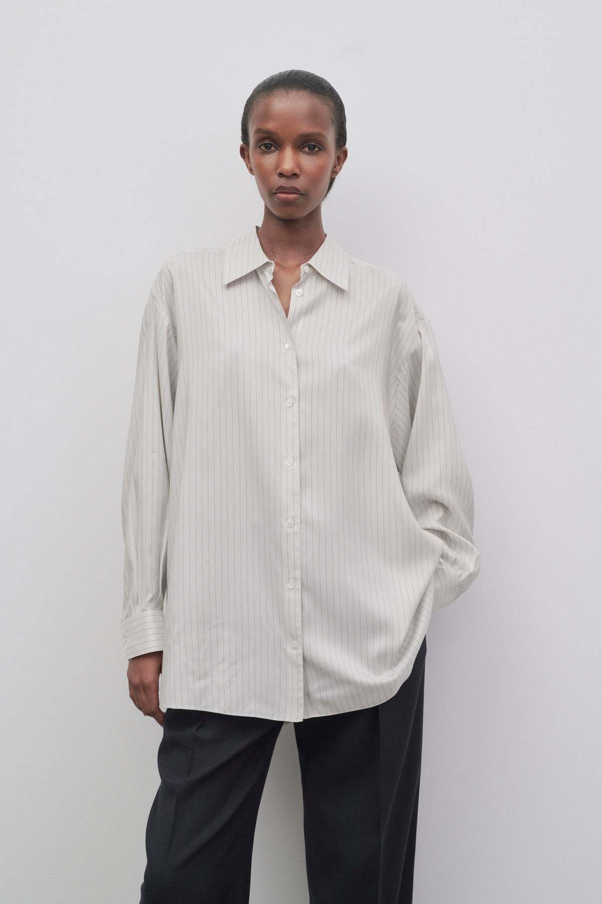 Shop The Row Striped Long-sleeved Shirt In White