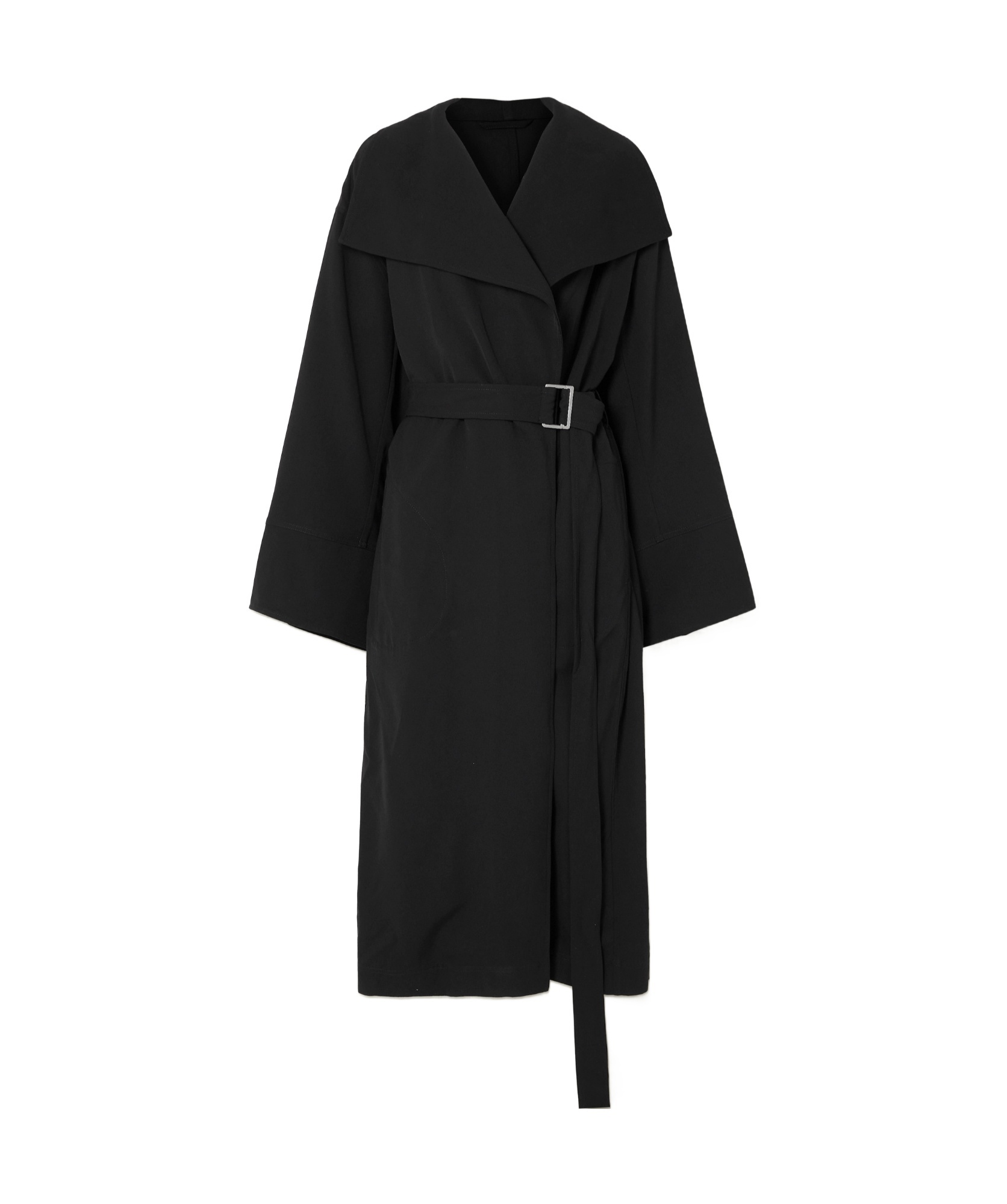 Shop Totême Belted Twill Coat In Black