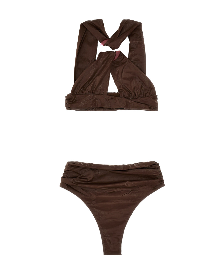 Attico Faux-leather Bikini Set In Red