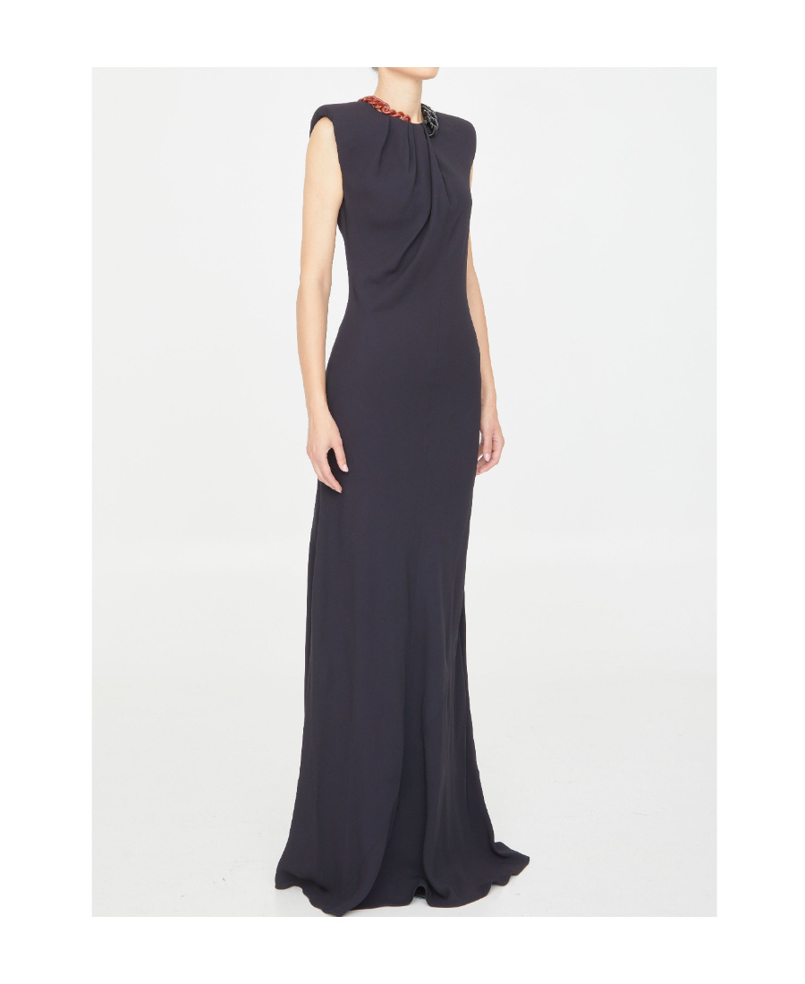 Stella Mccartney Falabella Chain-embellished Sleeveless Gown In Black