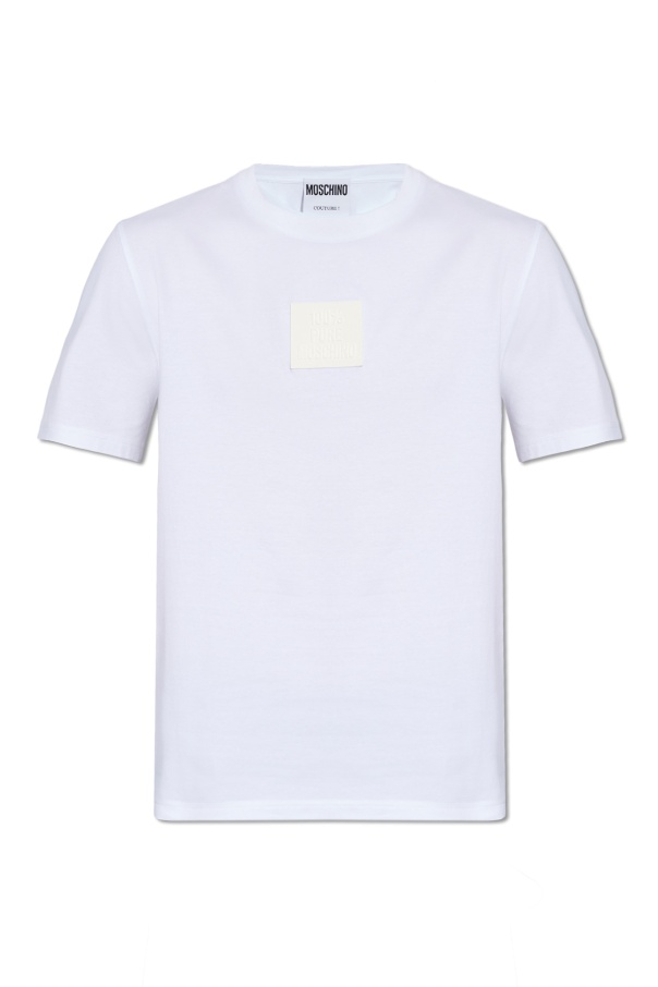 Moschino Logo Patch Crewneck T-shirt In White