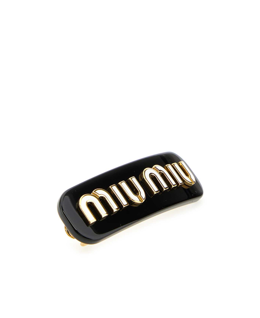 Miu Miu Logo-plaque Hair Slide In Black