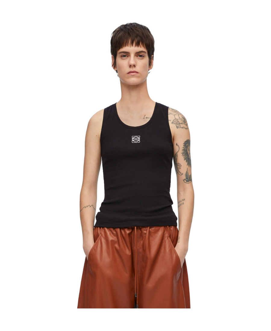 Shop Loewe Anagram Tank Top In Cotton In Black