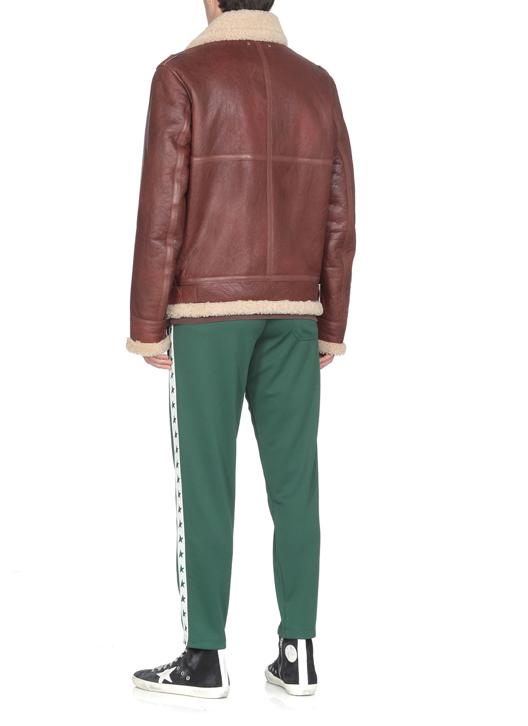 Golden Goose Sherling Leather Jacket In Red
