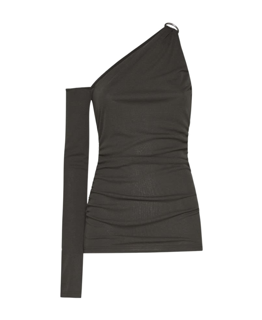 Nanushka Draped Neckline Jersey Wrap Top In Black
