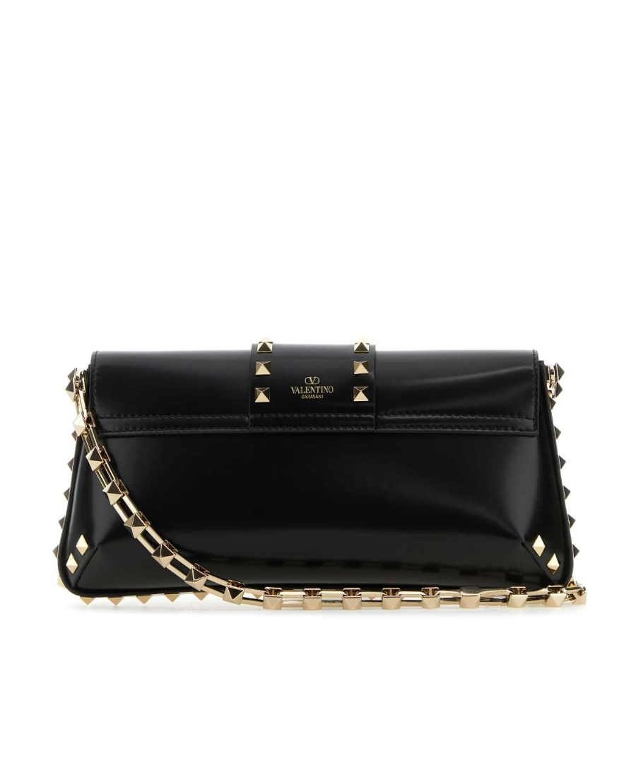 Valentino Garavani Rockstud Leather Shoulder Bag In Black