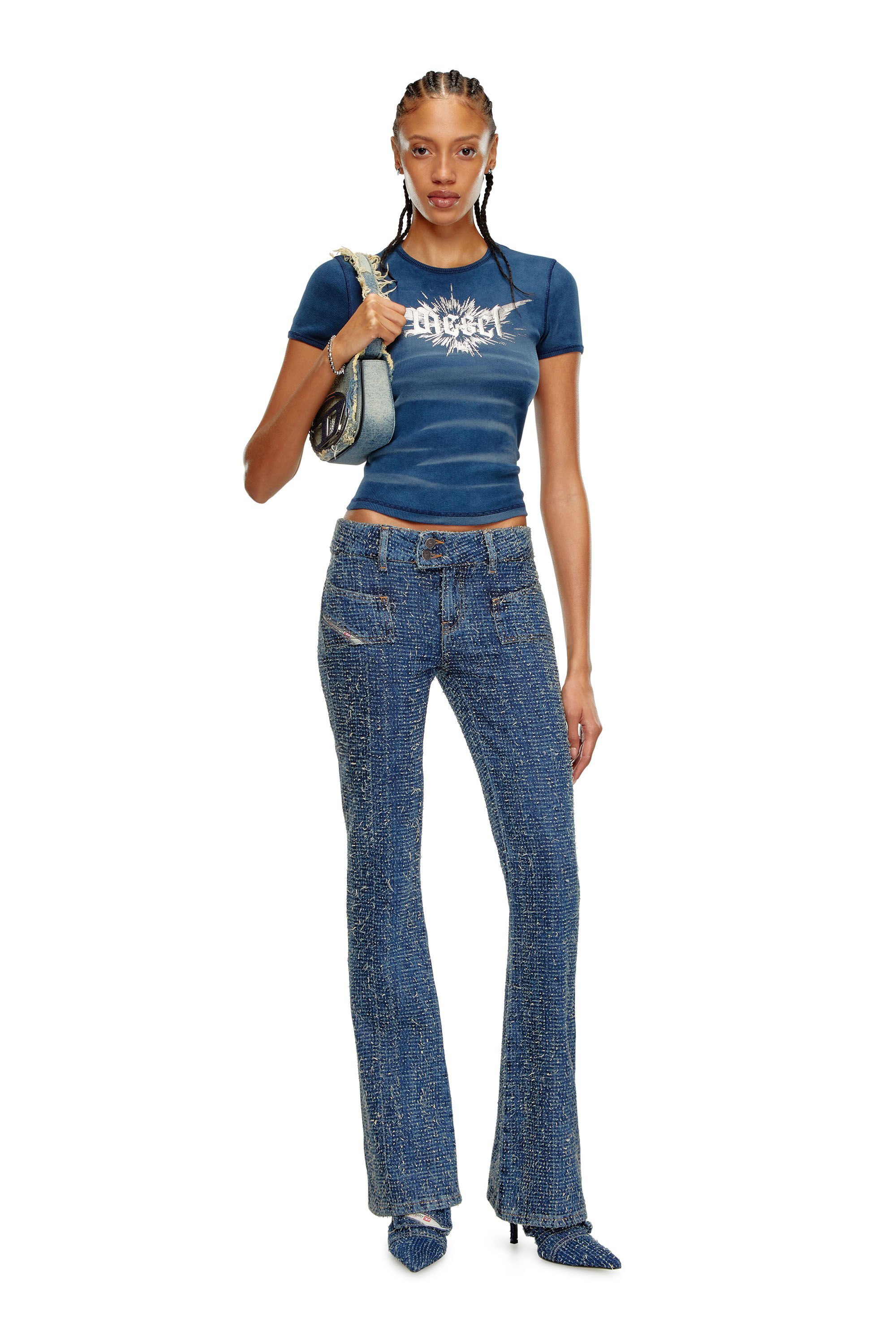 Diesel D-ebush Low-rise Flared Jeans In Blue