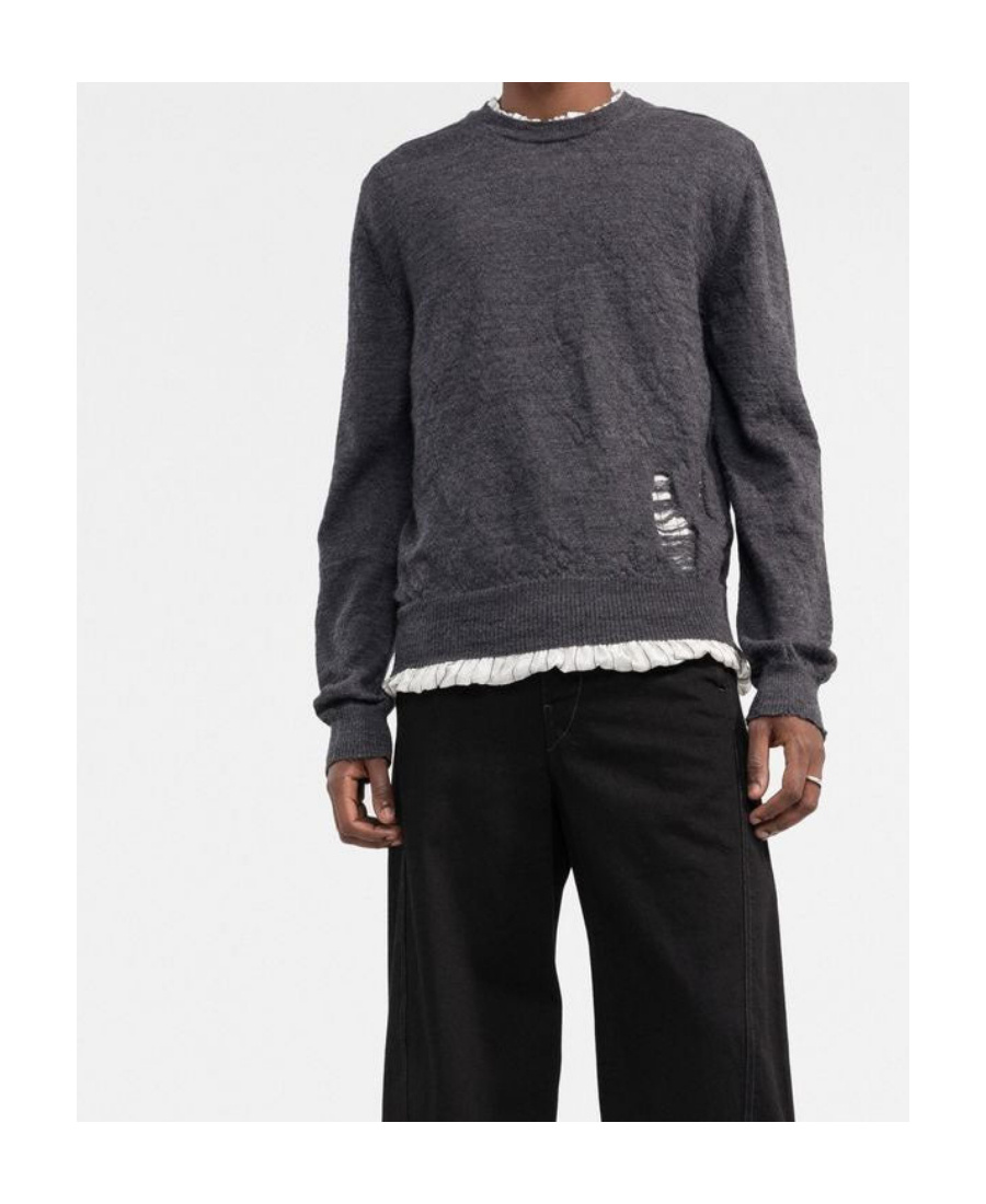 Maison Margiela Distressed Wool Jumper In Black