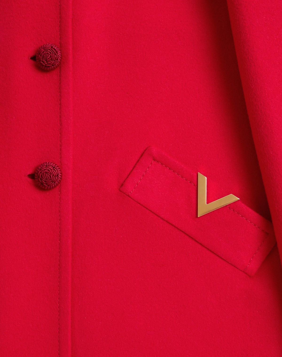 Valentino Vgold Button-up Coat In Red