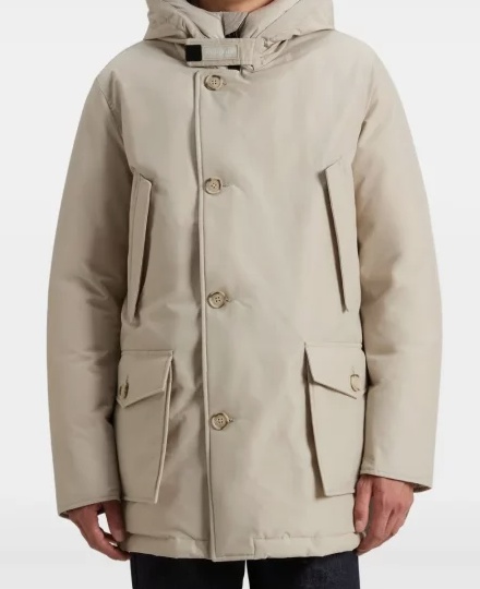 Woolrich Dove Grey Padded Parka With Hooded Neck In Neutral