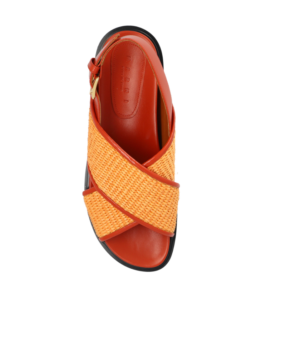 Marni Fussbett Raffia Crisscross Slingback Sandals In Red