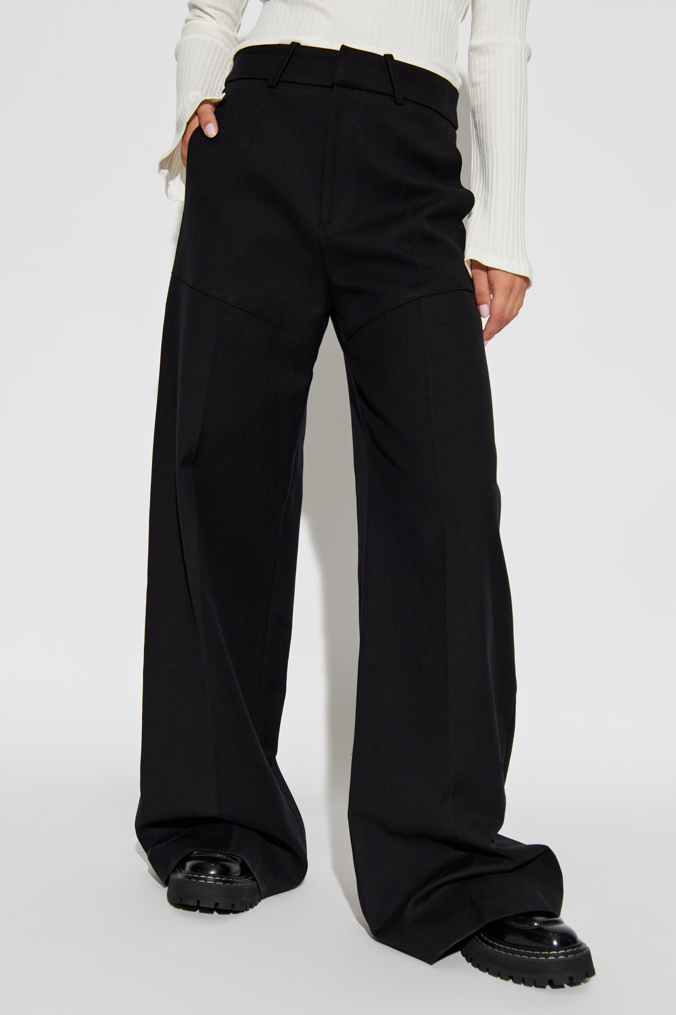 Iro Wide-leg Cotton Trousers In Black