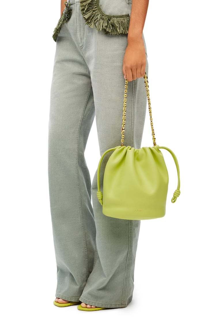 Loewe Flamenco Purse Bucket Bag In Mellow Nappa Lambskin In Green