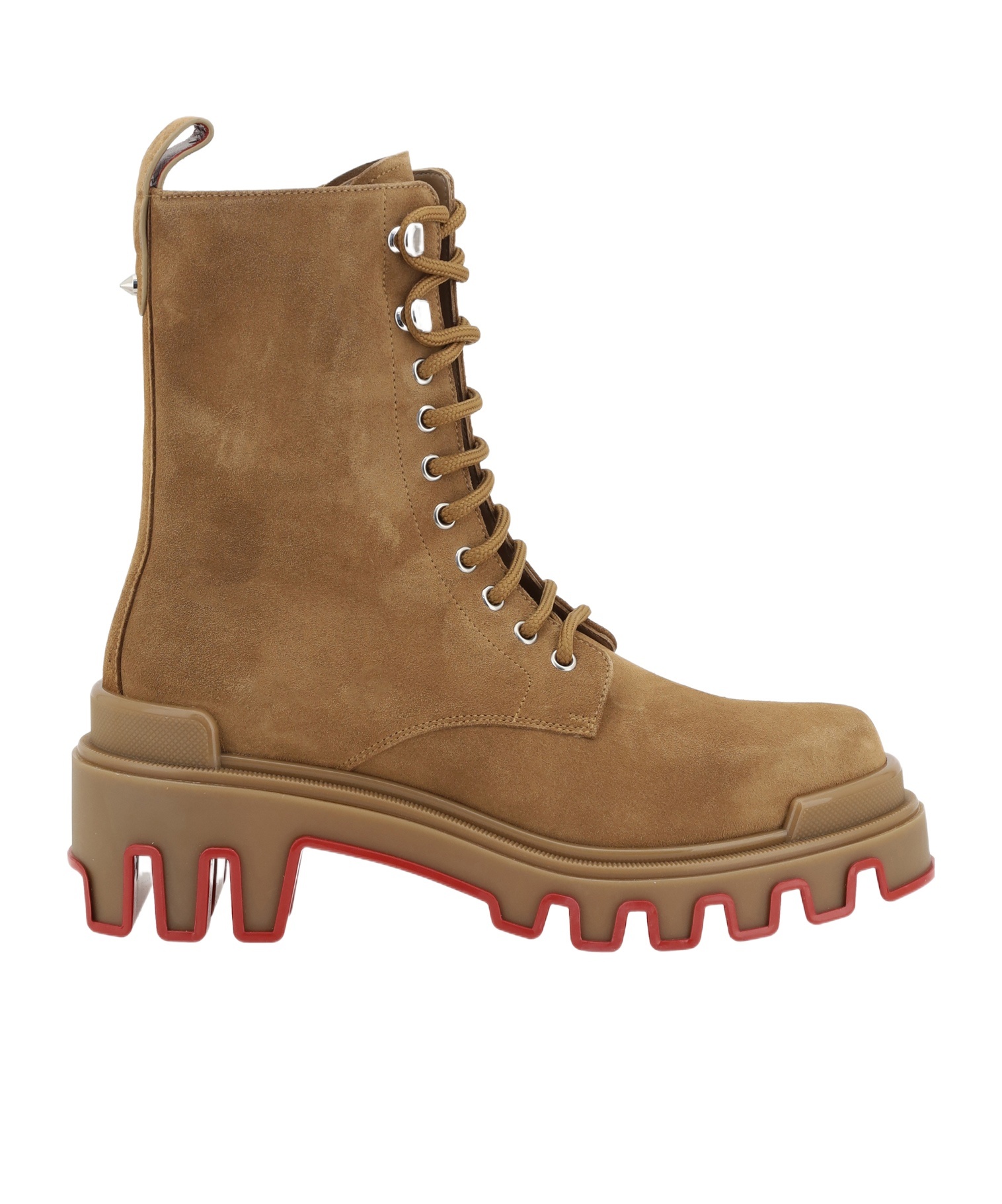 Christian Louboutin Trott Dune Lugged Suede Combat Boots In Brown