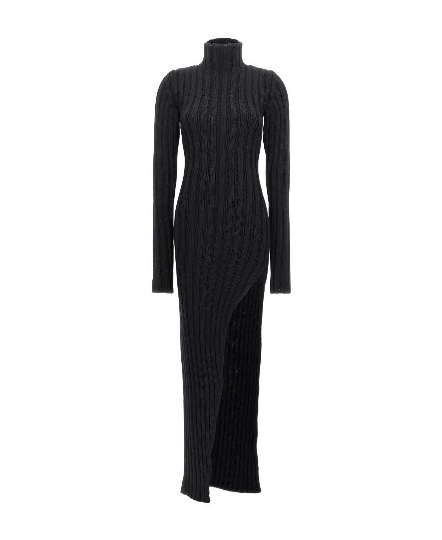 Ann Demeulemeester Cyntia Long Asymmetric High Neck Sweater In Black