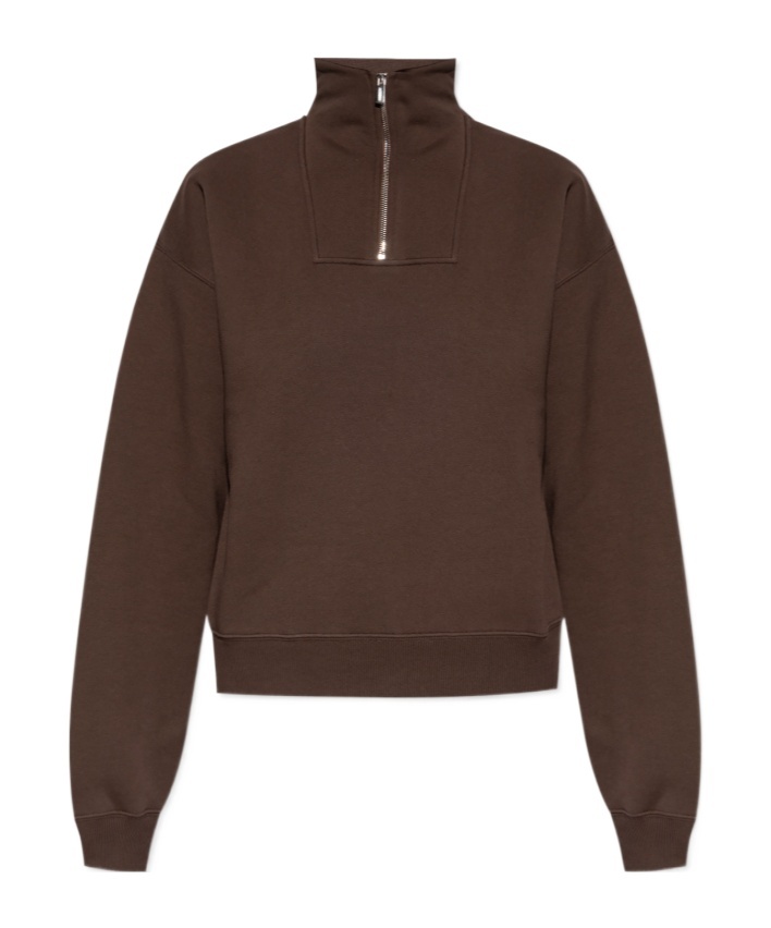 Jacquemus The Gros Grain Zipped-rollneck Sweatshirt In Brown