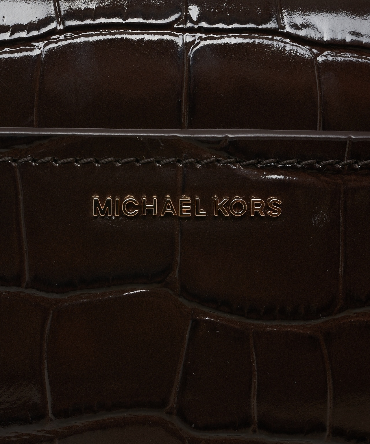 Michael Kors Jet Set Crocodile-effect Zip-top Shoulder Bag In Brown