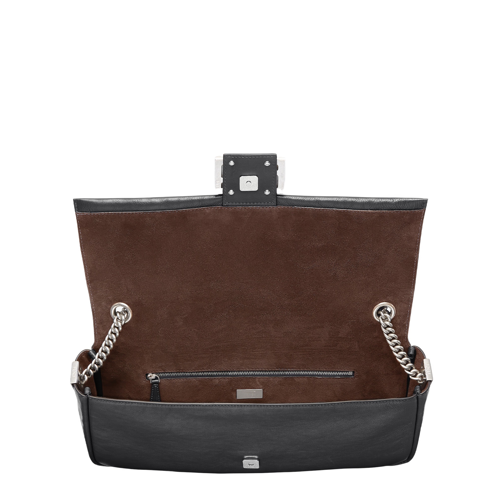 Fendi Baguette Chain Large Shoulder Bag In Black