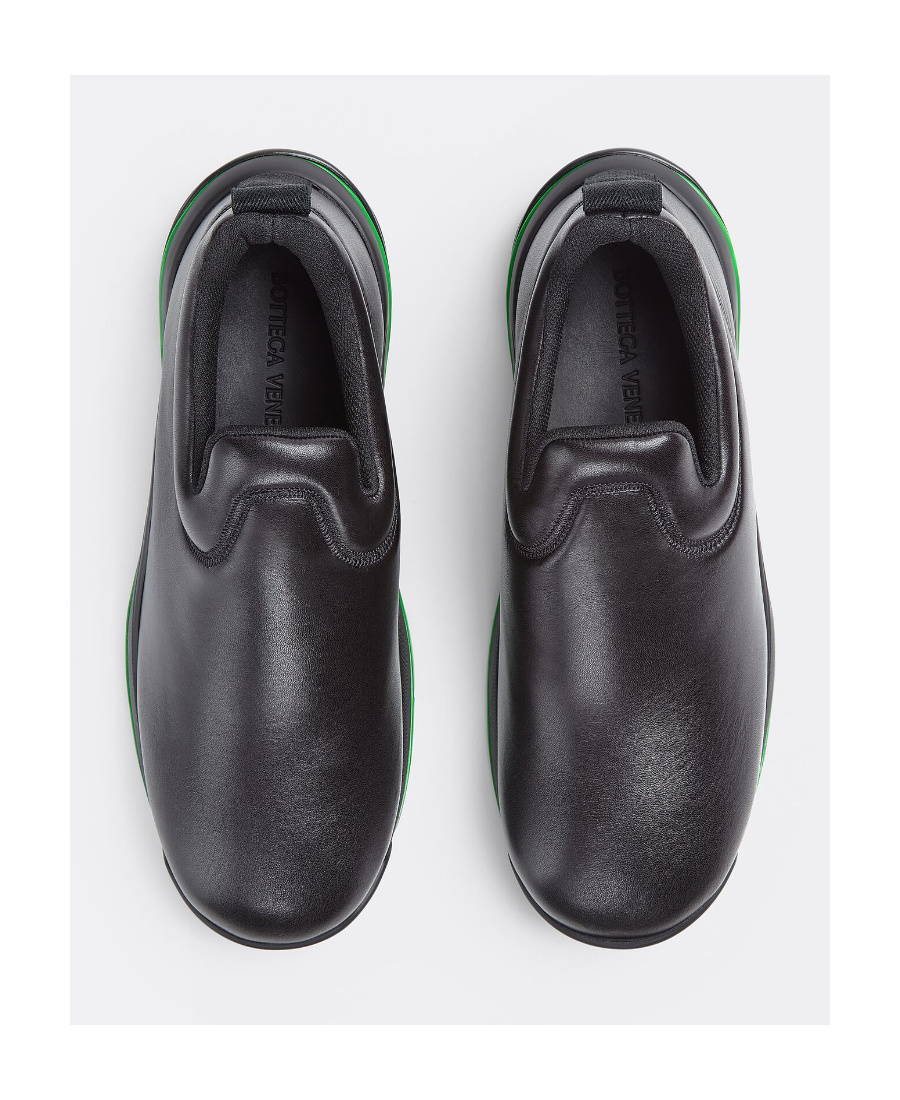 Bottega Veneta Polished-finish Ridged-sole Sneakers In Black