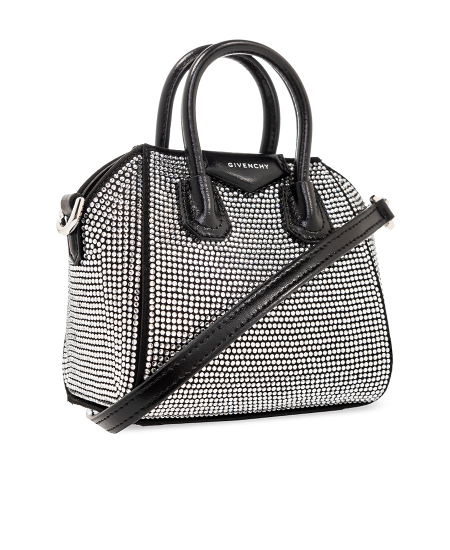 Givenchy Antigona Rhinestone-embellished Mini Bag In Black