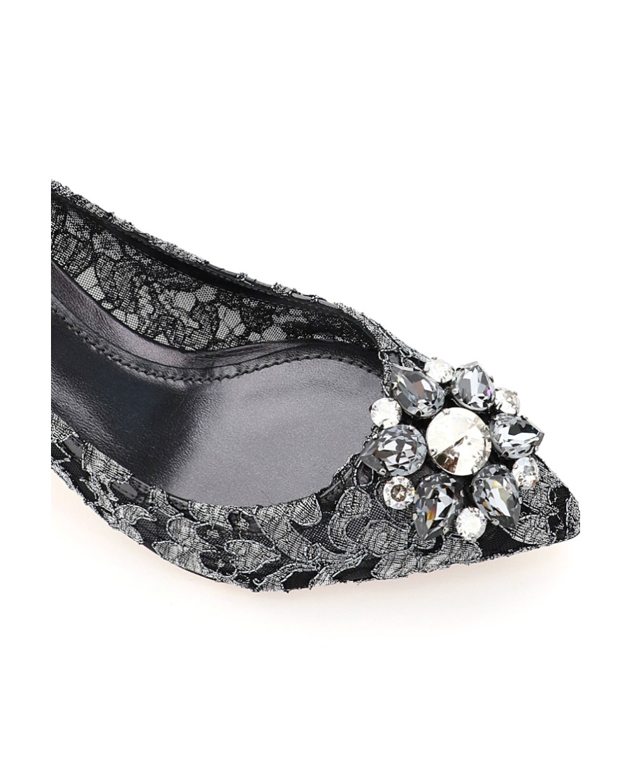 Dolce & Gabbana Bellucci 60 Lurex Lace Pumps With Brooch Detail In Gray
