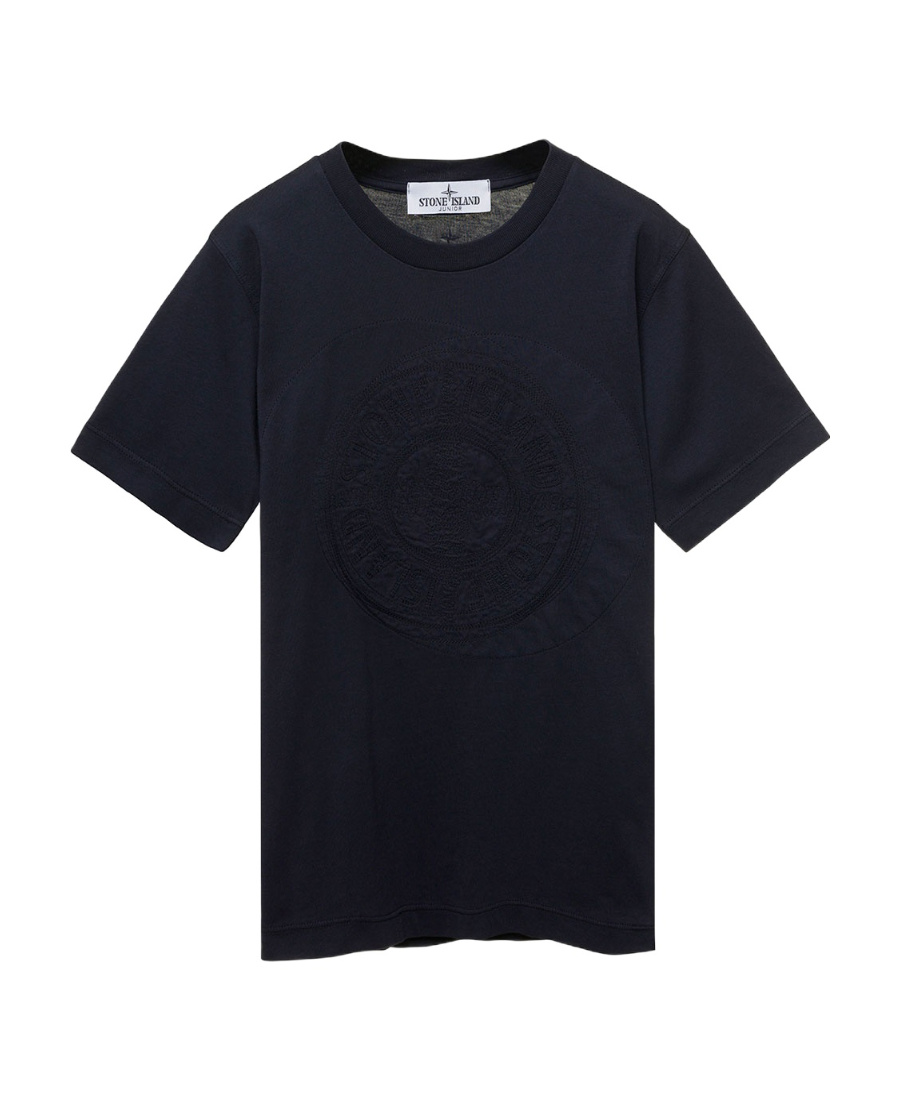 Stone Island Junior Logo-embroidered Crewneck T-shirt In Blue
