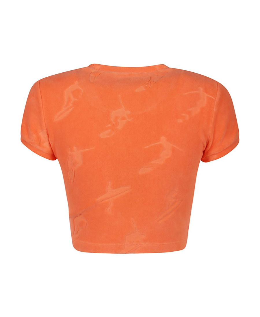 Shop Dsquared2 Surfer Jacquard Crewneck Cropped Top In Orange