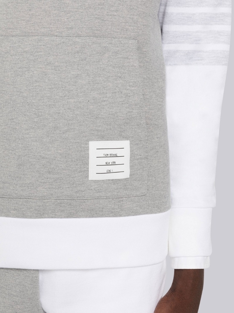 Thom Browne Anchor-embroidery Panelled Hoodie In Gray