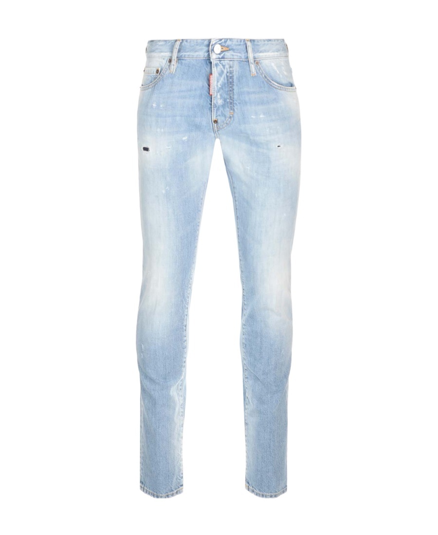 Dsquared2 Distressed Five-pocket Cotton Stretch Jeans In Blue