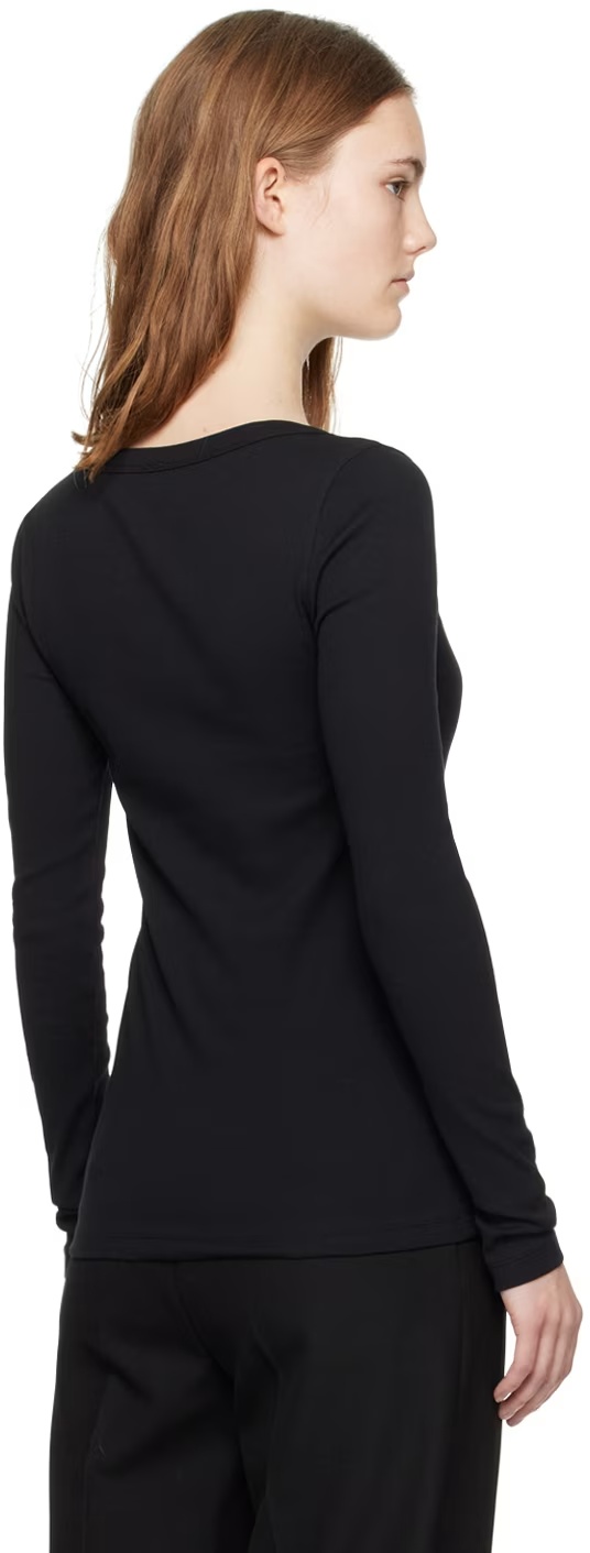 Totême Scoop-neck Fine-ribbed T-shirt In Black